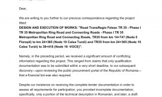 Dovada Integral că a refuzat să se asocieze cu românii de la Dimex pentru Centura Metropolitană