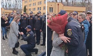 Moment emoționant la jurământul elevilor de la Şcoala de Agenţi de Poliţie „Septimiu Mureşan” Cluj: cerere în căsătorie în fața colegilor
