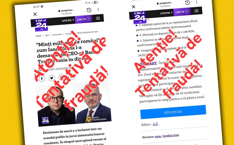 FRAUDĂ on-line! Știri false în care escrocii se folosesc de imaginea CEO-ului Băncii Transilvania pentru a pescui ”clienți” dornici de îmbogățire rapidă