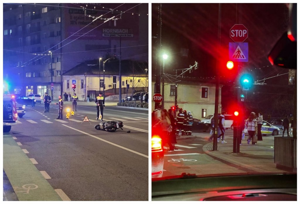 Cum s-a produs accidentul de pe Calea Moților din Cluj: un bărbat pe scuter a fost rănit și dus la spital