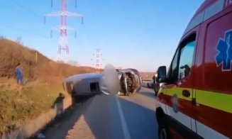 Accident GRAV centura Apahida între un microbuz și o autobasculantă. 11 persoane implicate/ Descarcerarea, SMURD și DAJ, la fața locului