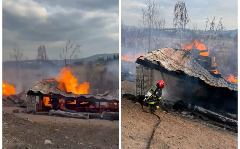 Flăcări scăpate de sub control în Cluj: atelier făcut scrum. Intervenție extrem de dificilă a pompierilor