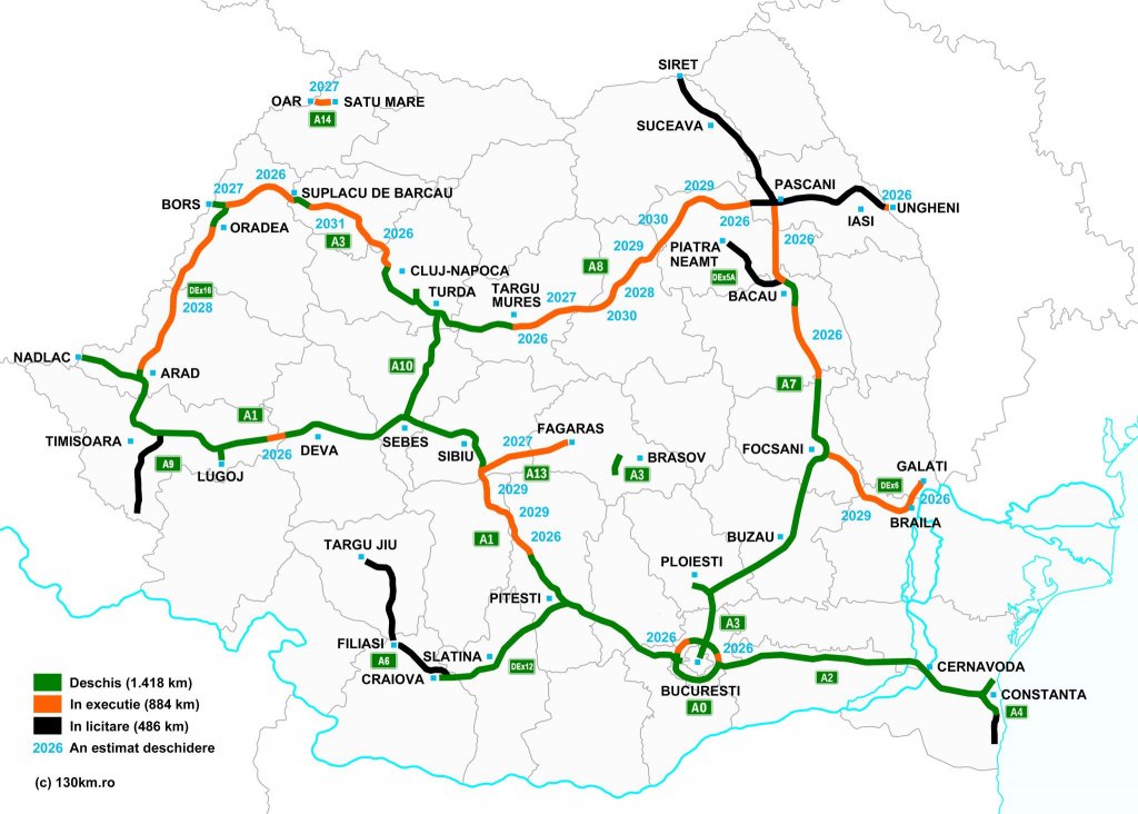Autostrada Transilvania: aproape de final pe mai multe secțiuni. STADIUL fiecărui tronson + HARTA marilor șosele din România