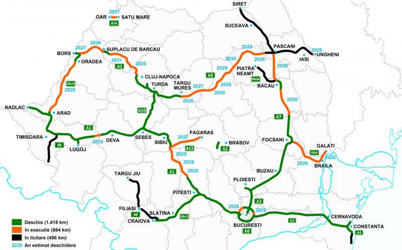 Autostrada Transilvania: aproape de final pe mai multe secțiuni. STADIUL fiecărui tronson + HARTA marilor șosele din România