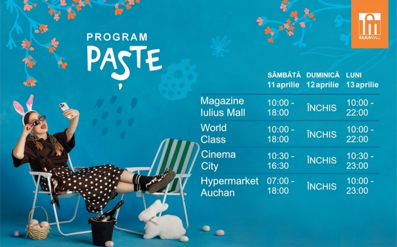 Program special la Iulius Mall Cluj: magazinele, Cinema City și Auchan, deschise din a doua zi de Paște