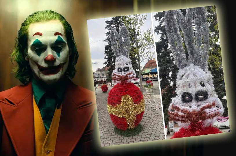 Șoc într-un oraș din Transilvania: Ăsta-i iepurașul din "Știu ce ai făcut Paștele trecut" sau din ”Joker”? / ”Vă bateți joc de sărbători”