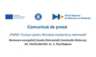 Comunicat de presă - „PNRR: Fonduri pentru România modernă și reformată!“ Finalizarea proiectului Școala Gimnazială Constantin Brâncuși, Str. Horticultorilor nr. 1