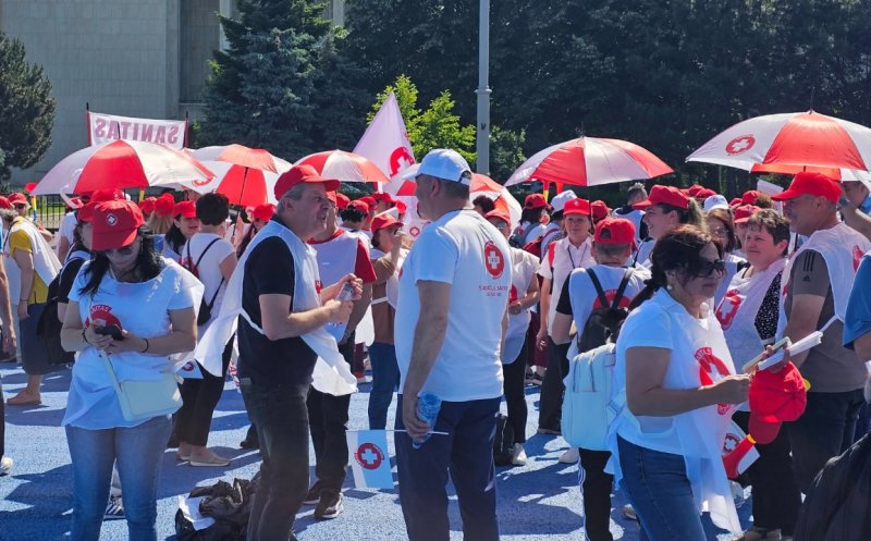 Protest în sănătate. Sindicaliștii Sanitas cer în stradă retragerea noii legi a salarizării