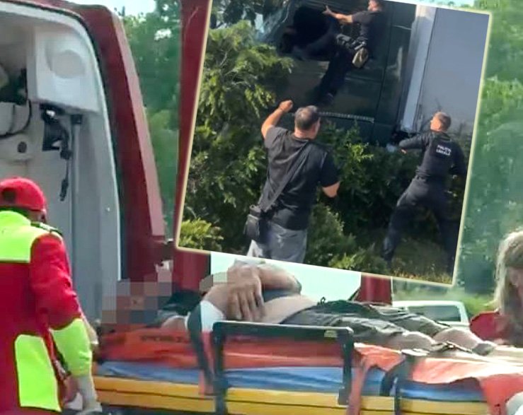 Șoferul de TIR care a lovit 10 mașini și un autobuz, preluat pe targă de SMURD / Șeful de la Locală susține că a fost recalcitrant și de aceea a luat bătaie