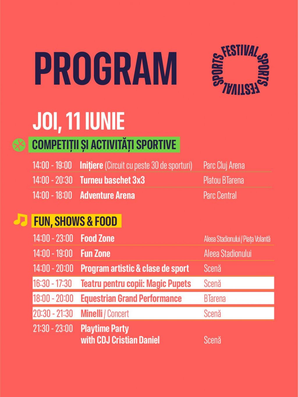 Astăzi &icirc;ncepe Sports Festival 2026. Programul zilei de joi