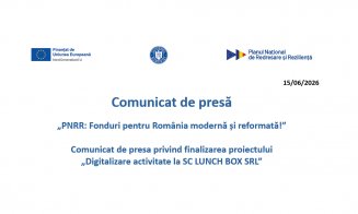 Comunicat de presa privind finalizarea proiectului „Digitalizare activitate la SC LUNCH BOX SRL”