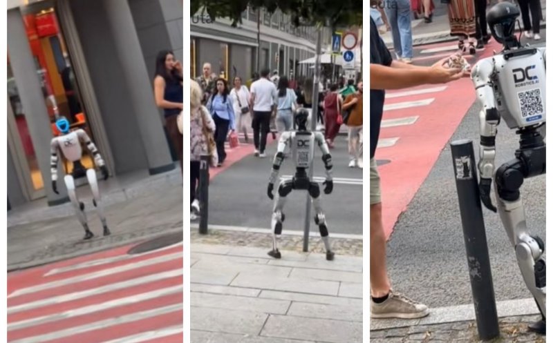 Doar la Cluj! Un robot umanoid, surprins pe străzile din centru. A primit chiar și o înghețată