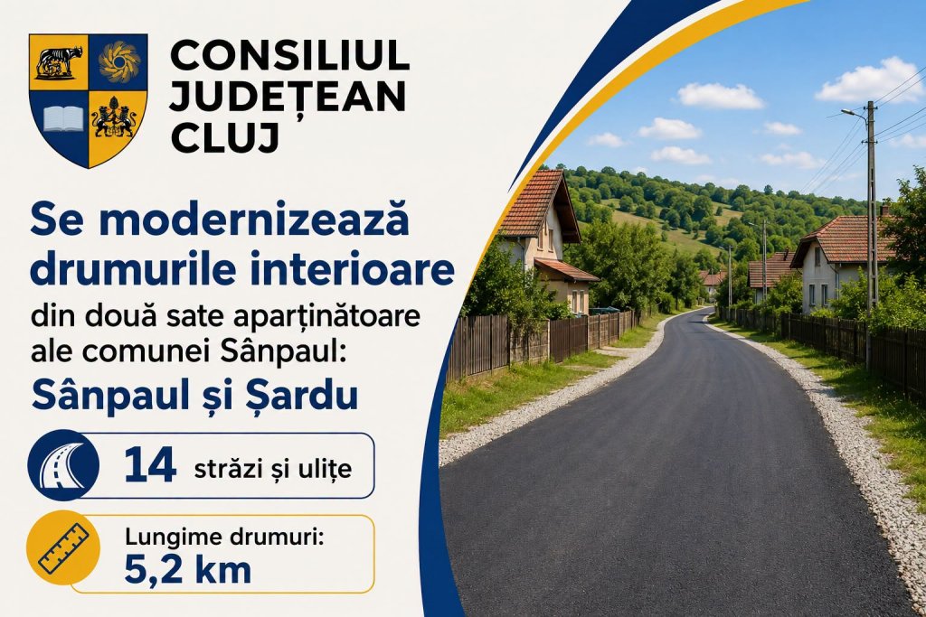 Mai multe străzi și ulițe dintr-o comună clujeană vor fi asfaltate. Investiție de 8 mil. lei