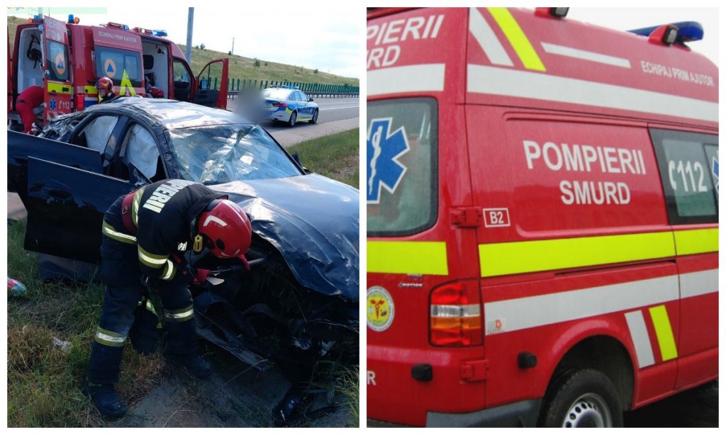Accident rutier pe Autostrada A3, în Cluj. Un bărbat a fost transportat de urgență la spital