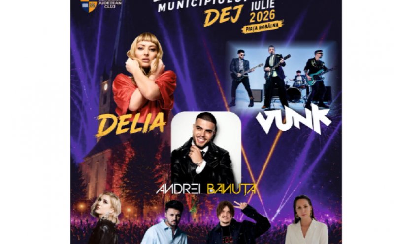 Delia, Vunk și ADDA urcă pe scenă la Dej! Trei zile de concerte, tradiții și spectacole la Zilele Municipiului 2026