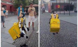 Robotul care a făcut senzație în Cluj-Napoca pare pregătit să devină livrator de mâncare. "Cam înfricoșător"