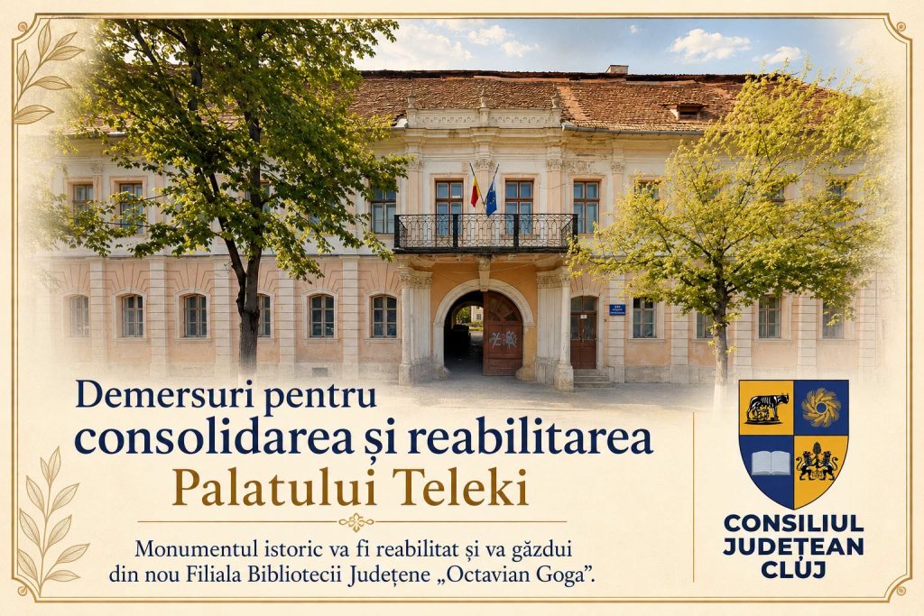 CJ Cluj și primăria Cluj-Napoca și-au dat mâna și reabilitează Palatul Teleki. Investiție de 67 mil. lei