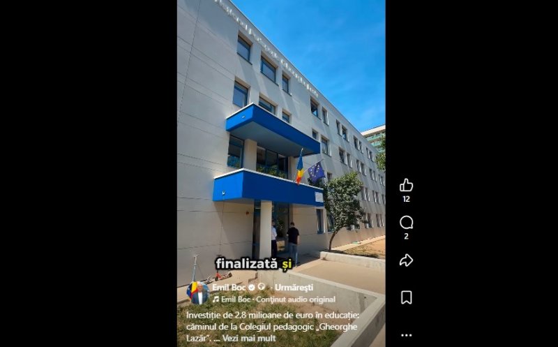 Investiție de 2.8 milioane de euro în educație: căminul de la Colegiul pedagogic „Gheorghe Lazăr”