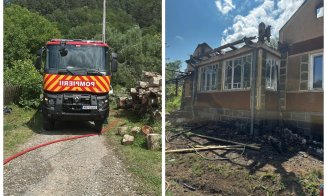 Flăcări uriașe la o locuință din Cluj. O butelie aflată în interior a amplificat pericolul