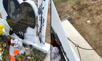 Mormântul victimei lui Emil Gânj, PROFANAT înainte de parastas / Legat cu lanțuri într-un țăruș înfipt în pământ în spatele crucii / ”Ferească bunul D