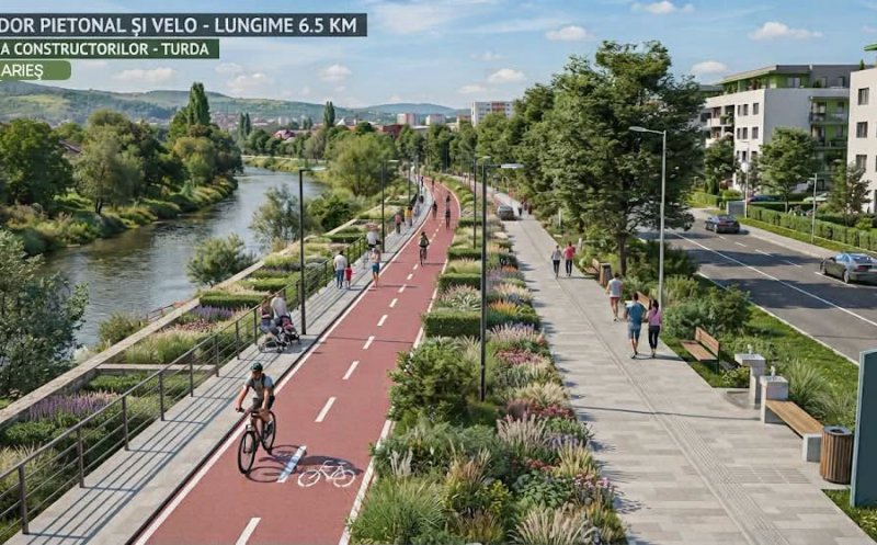 Turda pregătește un nou coridor pietonal și velo pe malul Arieșului. Traseul va avea aproximativ 6,5 kilometri