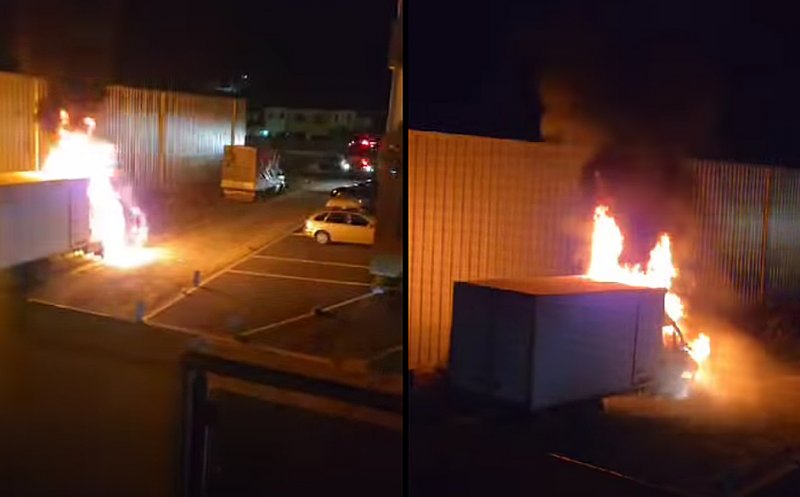 A luat foc o autoutilitară frigorifică parcată pe o stradă din Florești / Cum s-a produs incendiul