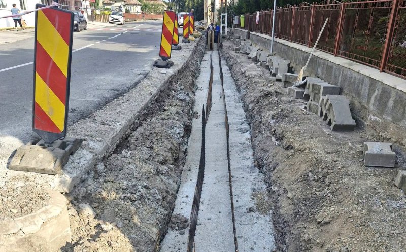 Reparații pe un drum județean aflat în apropiere de Cluj-Napoca