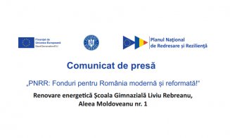 Comunicat de presă: Primăria Cluj-Napoca anunță finalizarea proiectului „Renovare energetică Școala Gimnazială Liviu Rebreanu, Aleea Moldoveanu nr. 1”