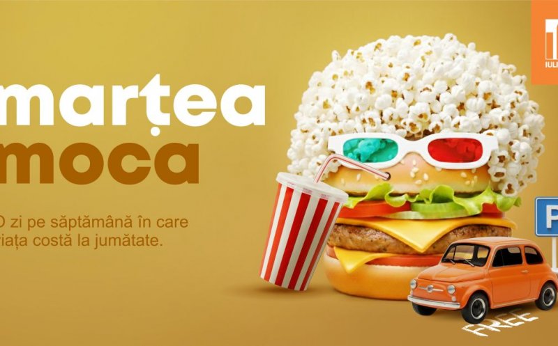 Marțea Moca la Iulius Mall Cluj: 1+1 la foodcourt, bilete la film cu 21,90 lei, premii și puncte duble