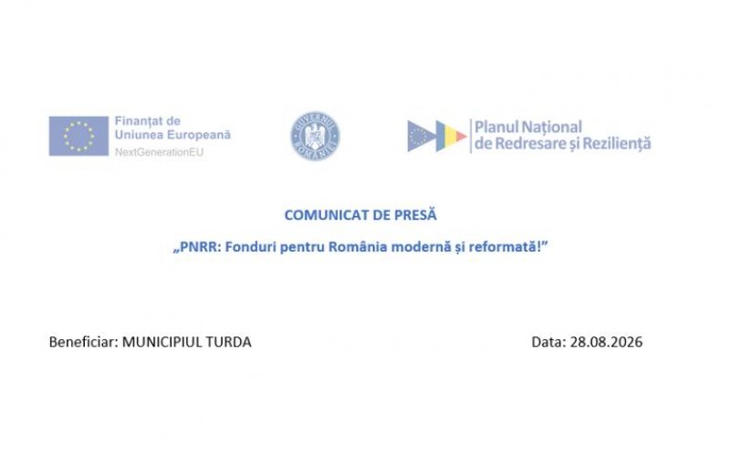 Comunicat de presă: Finalizare activități implementare proiect „Renovarea energetică a clădirilor rezidențiale multifamiliale din municipiul Turda – Lot 4”