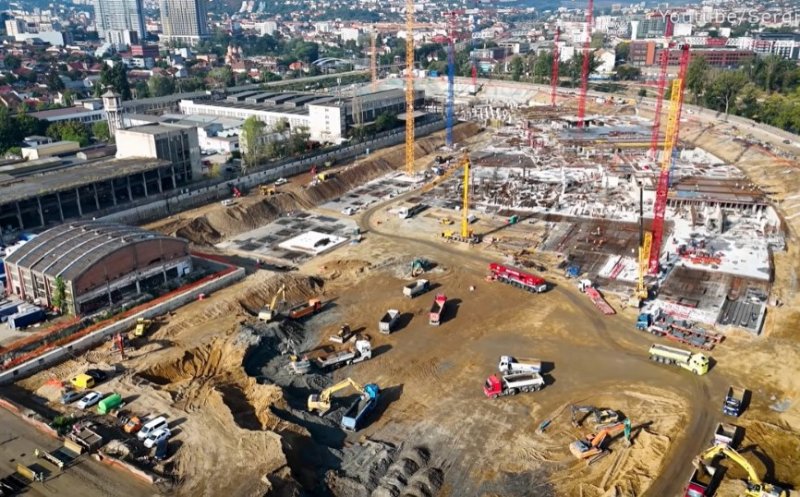 Șantierul RIVUS Cluj-Napoca din dronă. Imagini spectaculoase pe final de vară cu cel mai mare proiect de reconversie urbană din România
