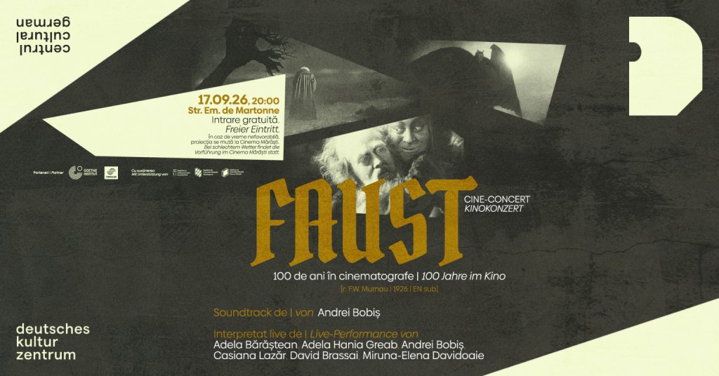 Cluj - Proiecție specială a filmului Faust, în aer liber și acompaniată live de un sextet care îmbină muzica clasică și cea electronică
