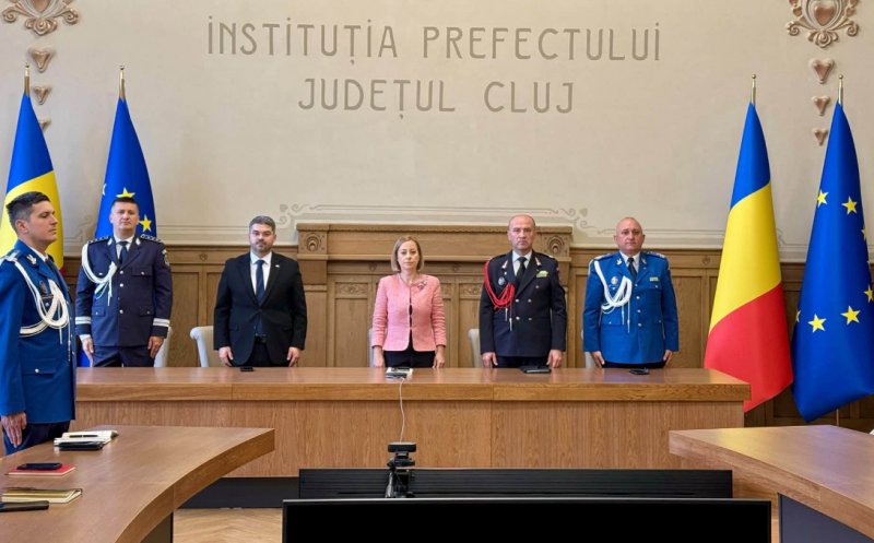 Conducerea Prefecturii Cluj, la ceremonia de predare-primire a mandatului de ministru al Afacerilor Interne, prin videoconferință
