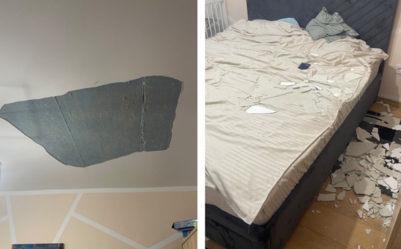 Tencuiala tavanului a căzut peste un copil de 6 ani, într-un bloc ANL din Dej. Problemele continuă la doi ani de la inaugurare